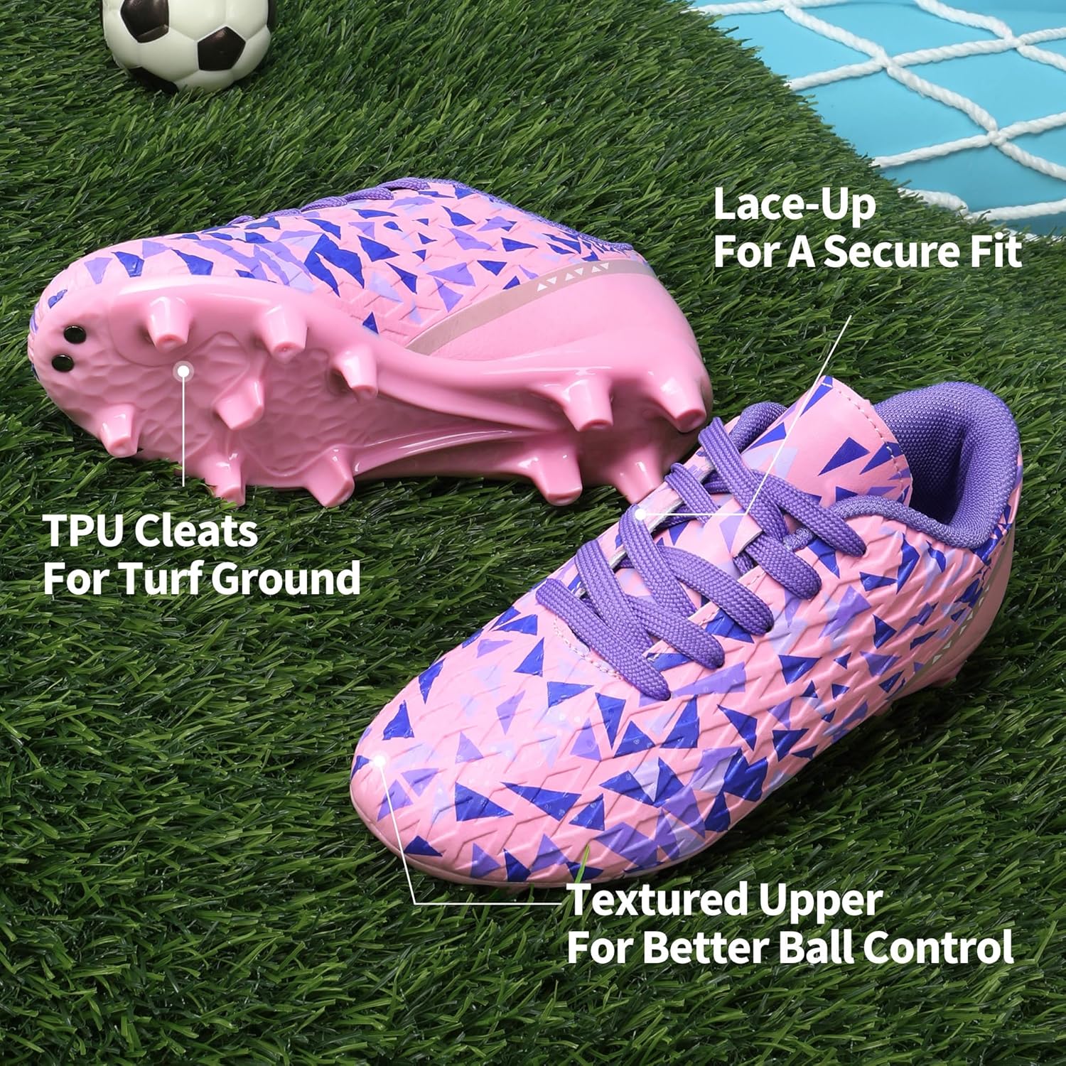 DREAM PAIRS Boys Girls Soccer Cleats Youth Firm Groud Athletic Outdoor Trainning Football Shoes for Little/Big Kid