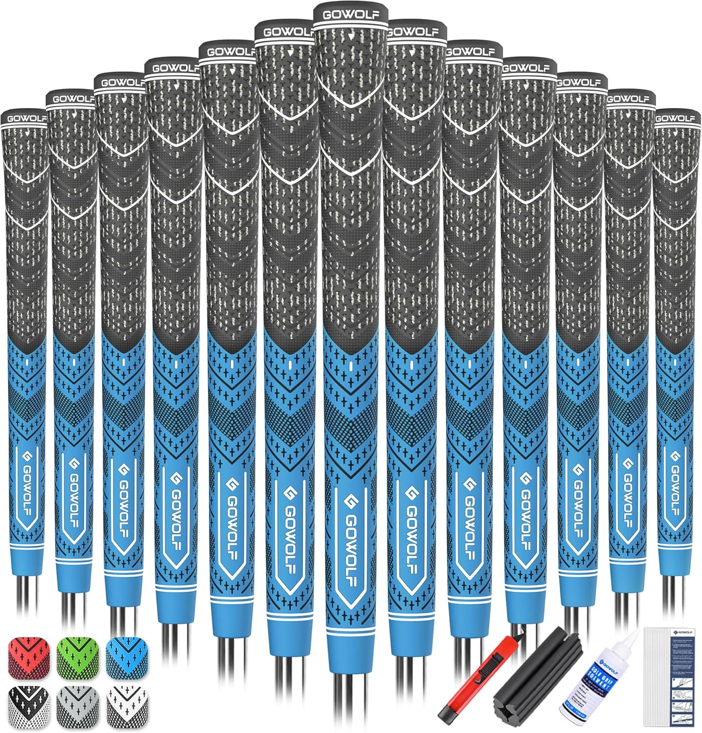 Gowolf Golf Grip Cord Rubber Multi-compound Golf Driver Irons Club Choose 13 Grips with 15pcs Tapes Or Full Kit choose one