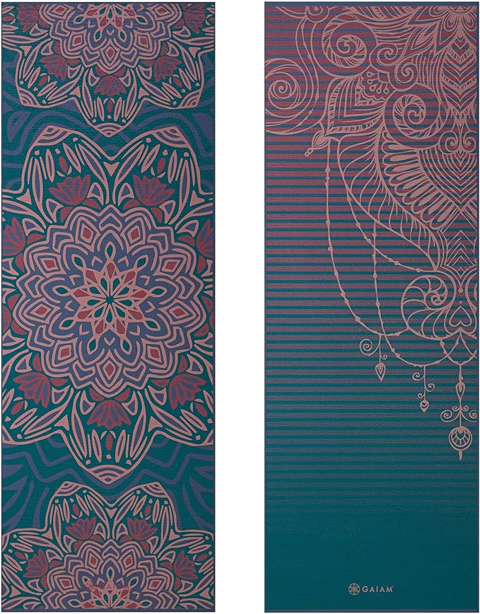 Gaiam Yoga Mat - Premium 6mm Print Reversible Extra Thick Non Slip Exercise & Fitness Mat for All Types of Yoga, Pilates & Floor Workouts (68" x 24" x 6mm Thick)-FlexoryFit
