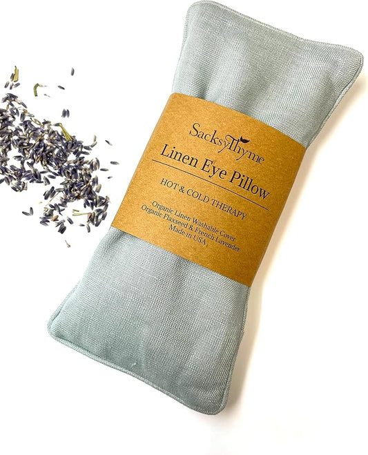 Organic Linen Eye Pillow - Lavender & Flaxseed for Relaxation, Yoga, Stress Relief - Microwavable Heating Pad & Cool Compress - Made in USA - Gifts for Meditation-FlexoryFit