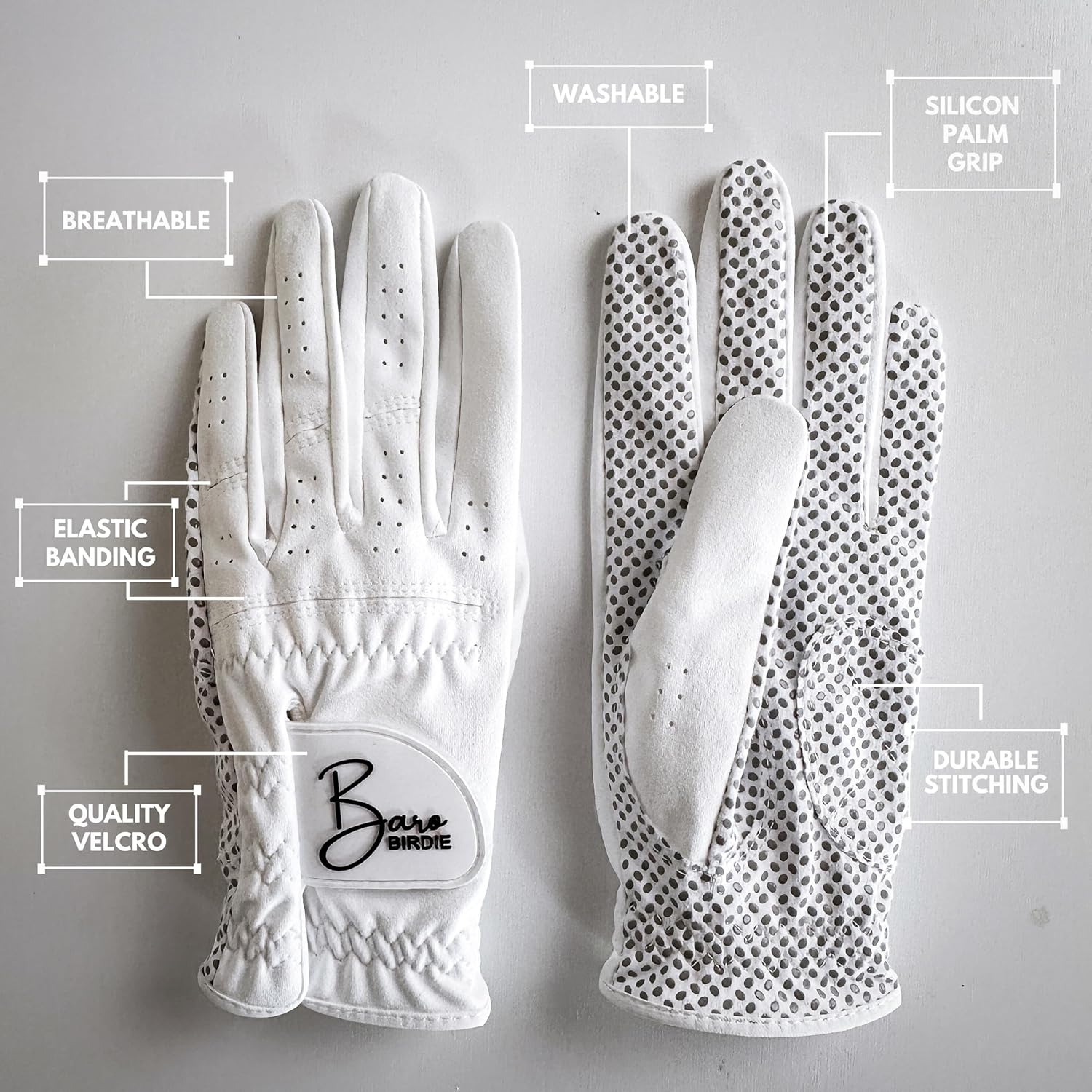 Left Hand Golf Gloves Women 2 Pack Girl Ladies Sports Silicon Non-Slip Extra Grip All Weather Season Tennis