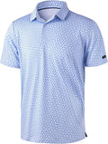 Obla Mens Golf Polo Shirts Short Sleeve Dry Fit Performance Moisture Wicking Casual Print Collared Golf Shirts for Men