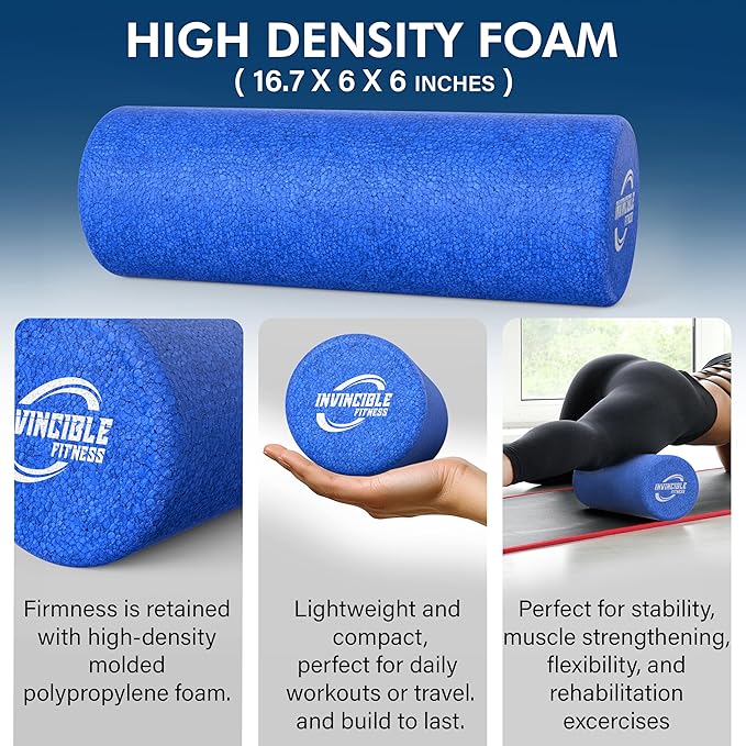 Invincible Fitness EPP Foam Roller for Deep Tissue Massage – Enhance Recovery, Relieve Pain, and Boost Mobility for a Stronger, Healthier You (Blue)-FlexoryFit