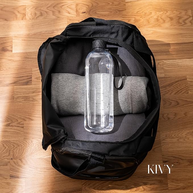 KIVY Tritan Water Bottle 2nd Generation (Black Clear, 50oz)-FlexoryFit
