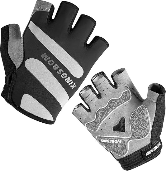 KINGSBOM Breathable Cycling Gloves, Shock-Absorbing Bike Gloves with Light Silicone Gel Pad, Anti-Slip Bicycle Gloves for Men and Women-FlexoryFit