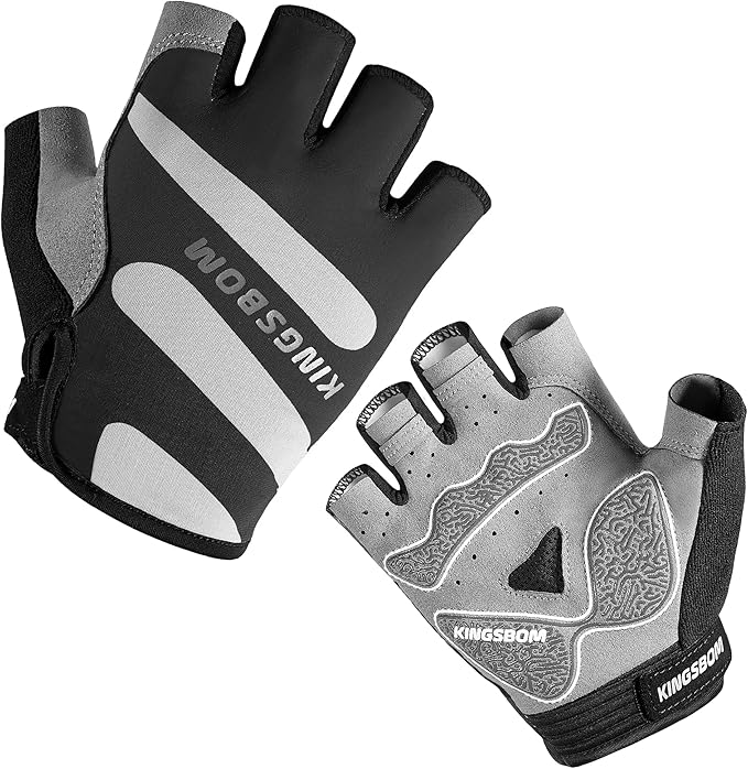 KINGSBOM Breathable Cycling Gloves, Shock-Absorbing Bike Gloves with Light Silicone Gel Pad, Anti-Slip Bicycle Gloves for Men and Women-FlexoryFit