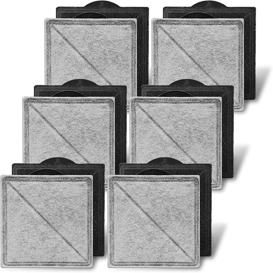 Cat Water Fountain Replacement Charcoal Filter Square Compatible with Petsafe Premier, Ion-X, Outlast Pumpless & Viva Pet Water Fountain, Carbon Filters for Cat and Dog Indoor (BLACK, 12 PACK)