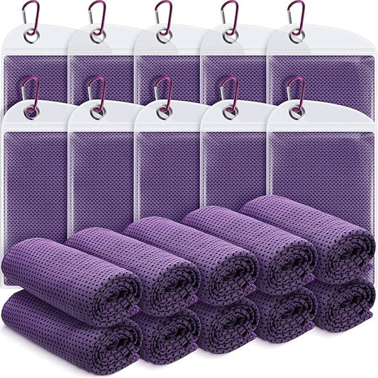 20 Pcs Cooling Towel 40" x 12" Ice Towel for Neck and Face Microfiber Chilly with Bag Breathable Yoga Gym Stay Cool Towels Sweat Rag for Workout Running Camping Pilates Beach Accessories (Purple)-FlexoryFit
