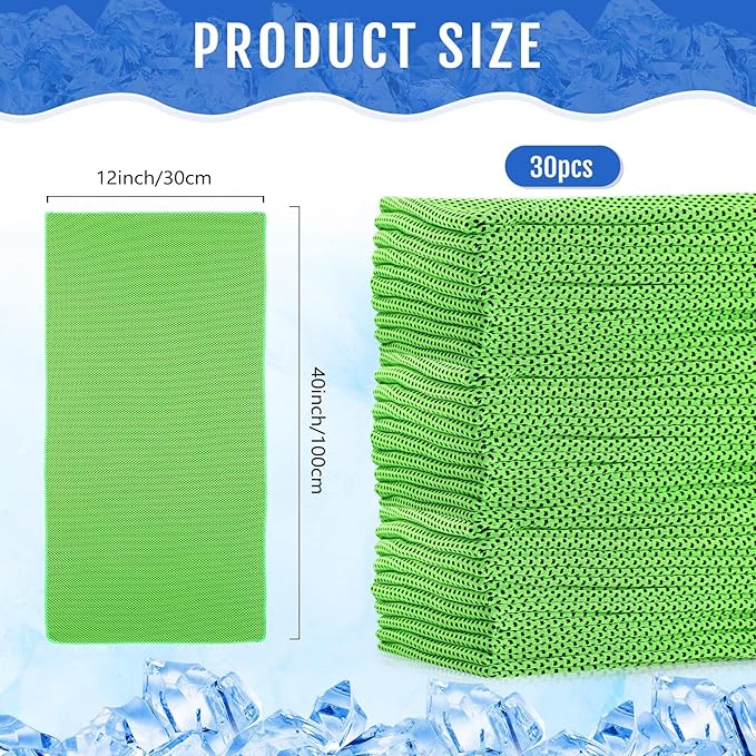 Hosuly 30 Pack Cooling Towels, 40"x12" Ice Breathable Soft Chilly Sweat Rag Microfiber Workout Rags for Gym Cooling Towels for Neck and Face for Yoga Golf Sport Running-FlexoryFit