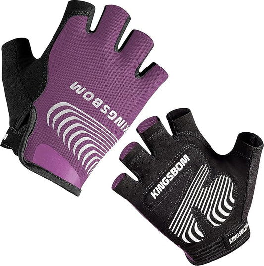 KINGSBOM Breathable Cycling Gloves, Shock-Absorbing Bike Gloves with Light Silicone Gel Pad, Anti-Slip Bicycle Gloves for Men and Women-FlexoryFit
