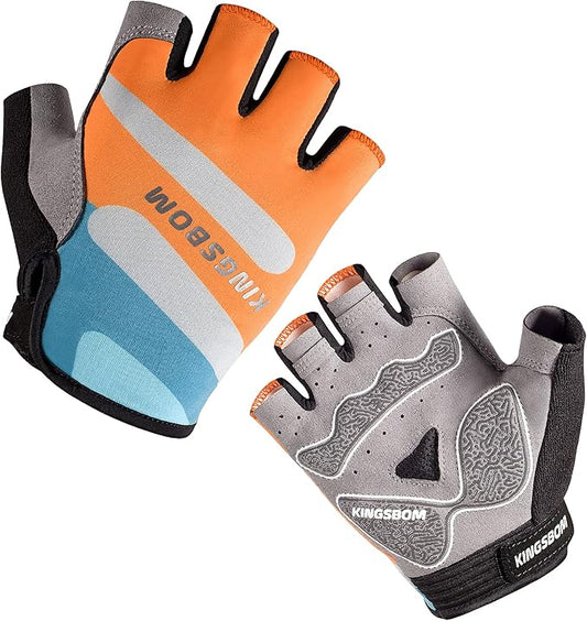 KINGSBOM Breathable Cycling Gloves, Shock-Absorbing Bike Gloves with Light Silicone Gel Pad, Anti-Slip Bicycle Gloves for Men and Women-FlexoryFit