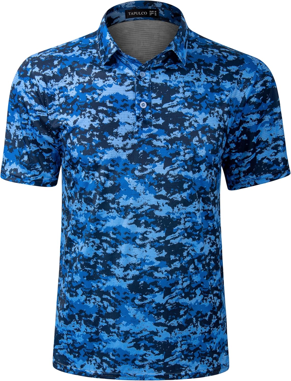 TAPULCO Mens Quick Dry Polo Shirts Camouflage Pattern Performance Athletic Lightweight Breathable Casual Golf Tshirts