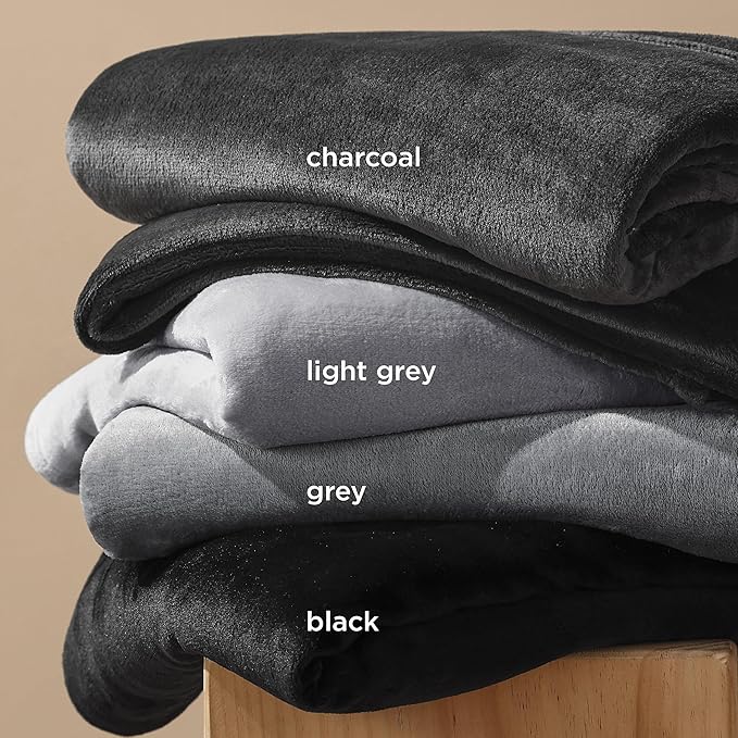 Bedsure Fleece Throw XL Blanket Black - 300GSM Soft Lightweight Plush Cozy Blankets for Bed, Sofa, Couch, Travel, Camping, 50x70 inches
