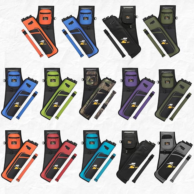 SUNYA Archery Hip Quiver for Arrows. Includes 3 Tubes Arrow Holder, Accessories Pockets and Waist Belt. Fit for Compound and Recurve Bow Practice.