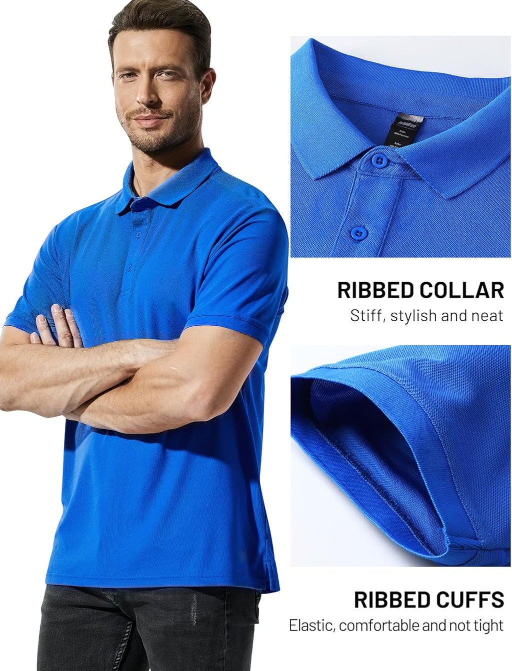 MIER Polo Shirts for Men Short Sleeve Quick Dry Polyester Collared Shirts Casual Golf Shirts, Moisture-Wicking