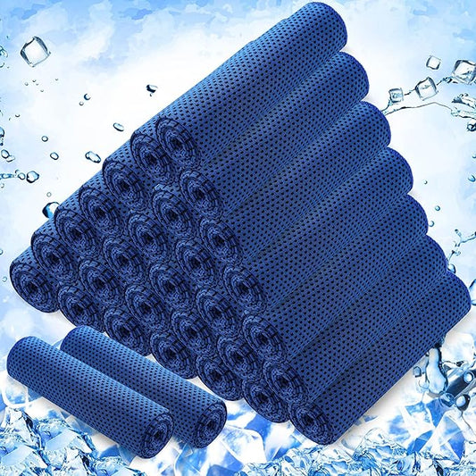 Hosuly 30 Pack Cooling Towels, 40"x12" Ice Breathable Soft Chilly Sweat Rag Microfiber Workout Rags for Gym Cooling Towels for Neck and Face for Yoga Golf Sport Running-FlexoryFit