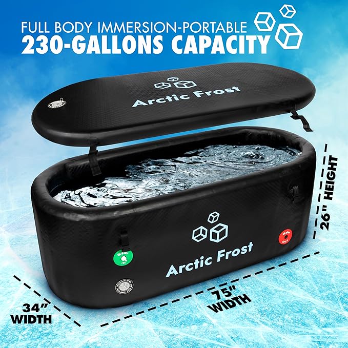 XLarge Oval Professional Ice Bath Tub-230 Gallon Inflatable Cold Plunge- Portable Lightweight Easy to Set Up for Full Cold Water Immersion, Faster Recovery (Black, Extra Large Ice Bath (75x34x26)