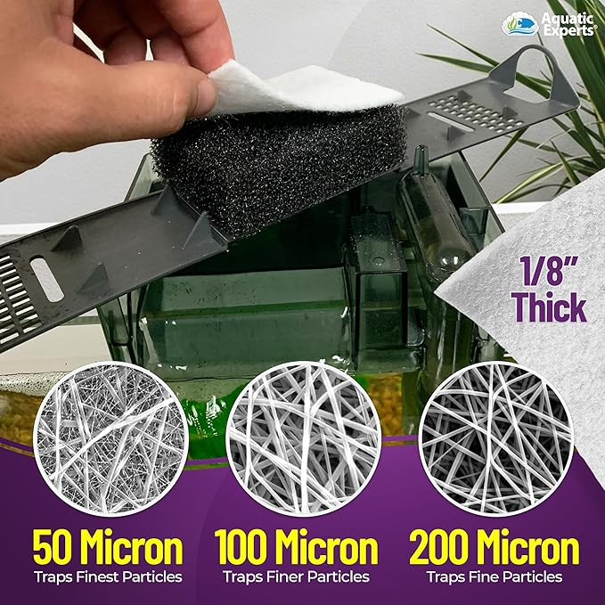 Aquatic Experts Aquarium Polishing Filter Pad, Water Polishing Pad for Aquarium Filters, Filter Floss for Fish Tank Filters, (200 Micron, 24" x 36" - 1 Pack)