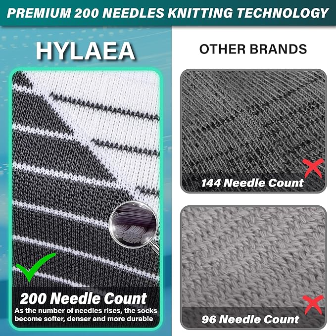 Hylaea Compression Running Socks for men, Coolmax Anti-Blister Cushion Crew Socks for Athletic, Moisture Wicking & Seamless-FlexoryFit