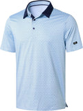 Obla Mens Golf Polo Shirts Short Sleeve Dry Fit Performance Moisture Wicking Casual Print Collared Golf Shirts for Men