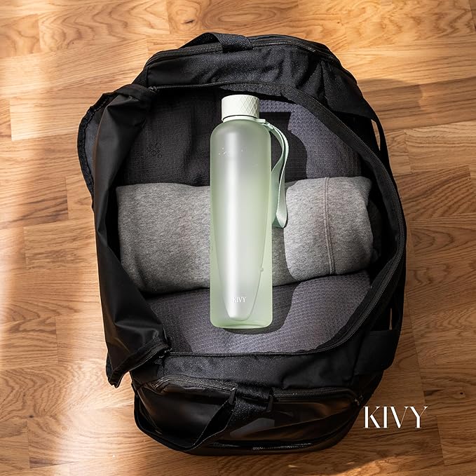 KIVY Slim Water Bottle 32oz [Lightweight & Shatterproof] Fits Backpack & Cupholder for Travel, Sports, School, Gym - Sage green water bottle no straw - Gym water bottle screw top - Dishwasher Safe-FlexoryFit