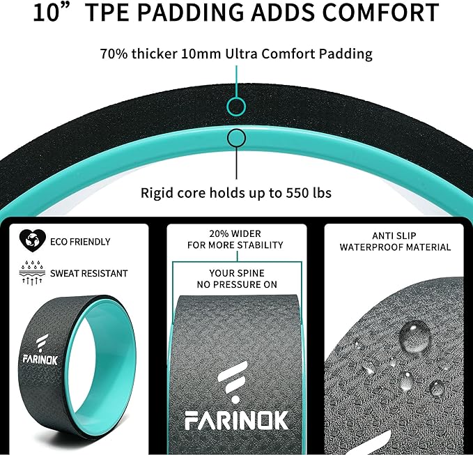 Yoga Wheel for Back Pain Relief, Back Roller Wheel with Extra Cushion, Wider & Thickest Foam, Stretches and Strengthens Core Muscles-FlexoryFit