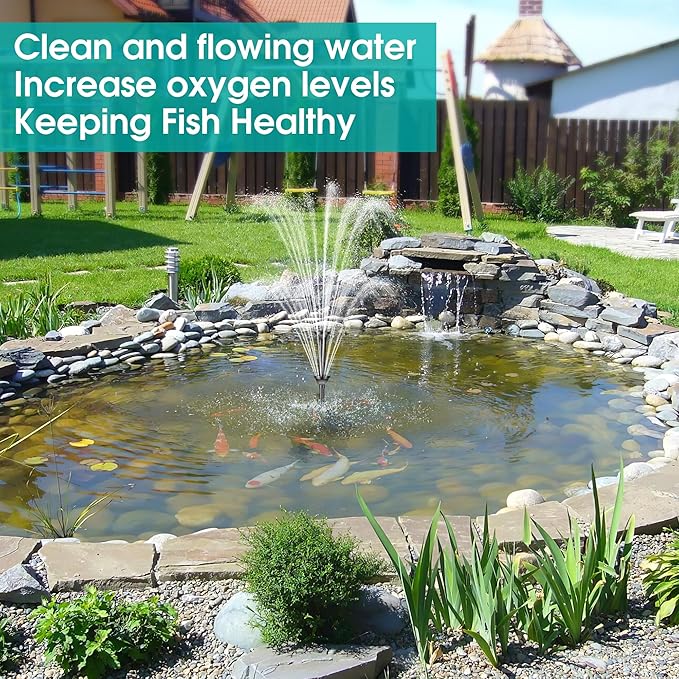Biling Pond Filter with Fountain Pump Kits, 660GPH Koi Pond Filter with 40W Pond Pumps for Outdoor Ponds, Pond Fountain Kit for Garden Pond, Fish Tank, Water Feature - Corded Electric