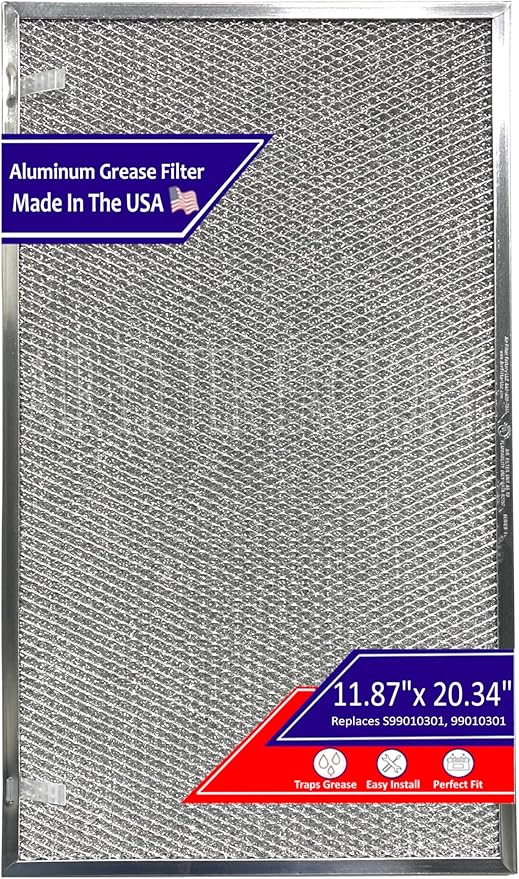 Air Filter Factory Grease Filter S99010301, 99010301 Replacement For Broan Range Hood Aluminum Mesh Grease Vent Filter 11-7/8" X 20-11/32" X 3/8"
