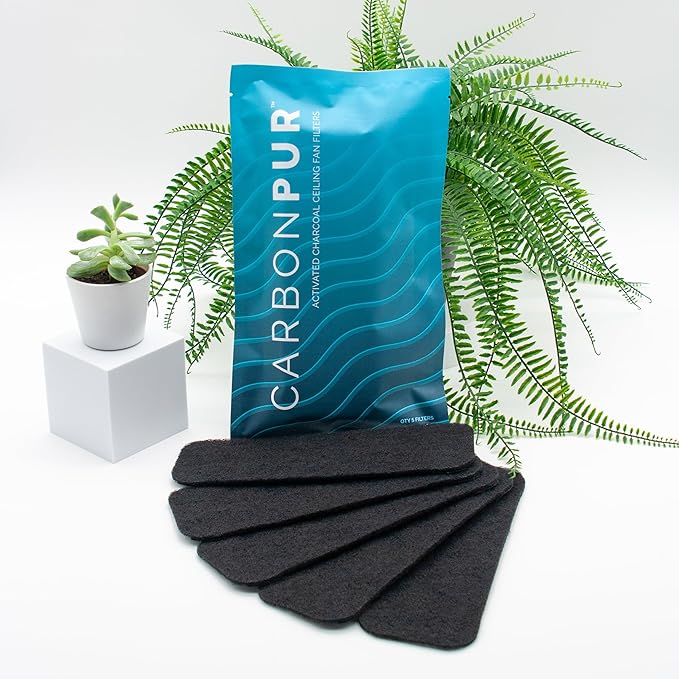Activated Charcoal Ceiling Fan Filters, 5-Pack (5) for Fresher, Cleaner Air | Eliminate Odors, Dust, and Pollutants | Easy Install and Long-Lasting Performance