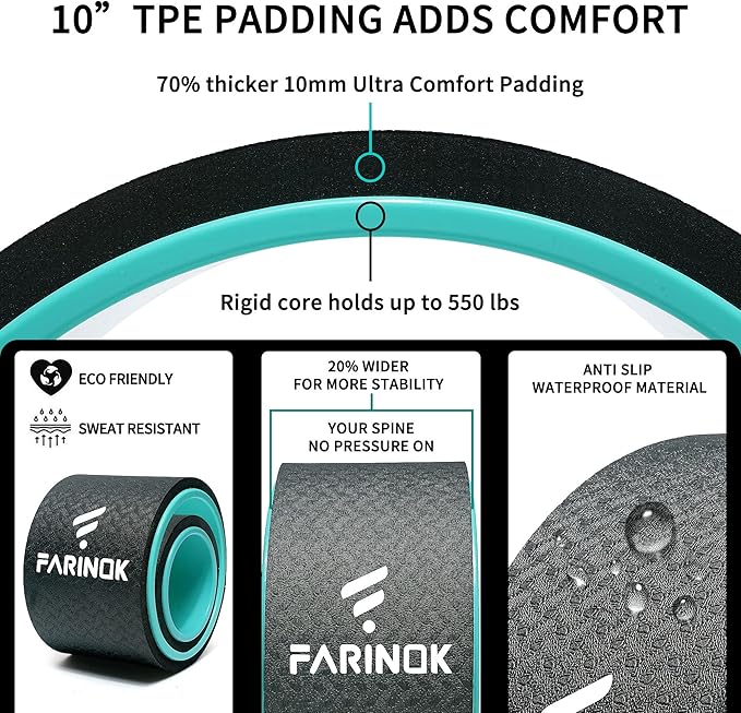 Yoga Wheel Set of 2, Upgraded 10MM Thick Back Wheels for Pain Relief & Stretching, Strongest Back Roller for Deep Tissue Massage, Improving Yoga Poses Backbend-FlexoryFit