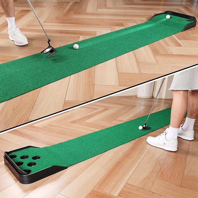 CHAMPKEY Golf Putting Green Indoor - Advanced Guides Golf Putting Mat - Enhance Putting Accuracy and Challenge