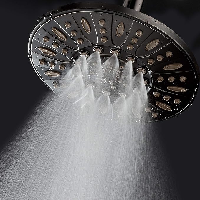 AquaDance OIL RUBBED BRONZE High Pressure 6-Setting 7" Rain Shower Head – Angle Adjustable, Anti-Clog Showerhead Jets, Tool-Free Installation - USA Standard Certified - U.S. Brand