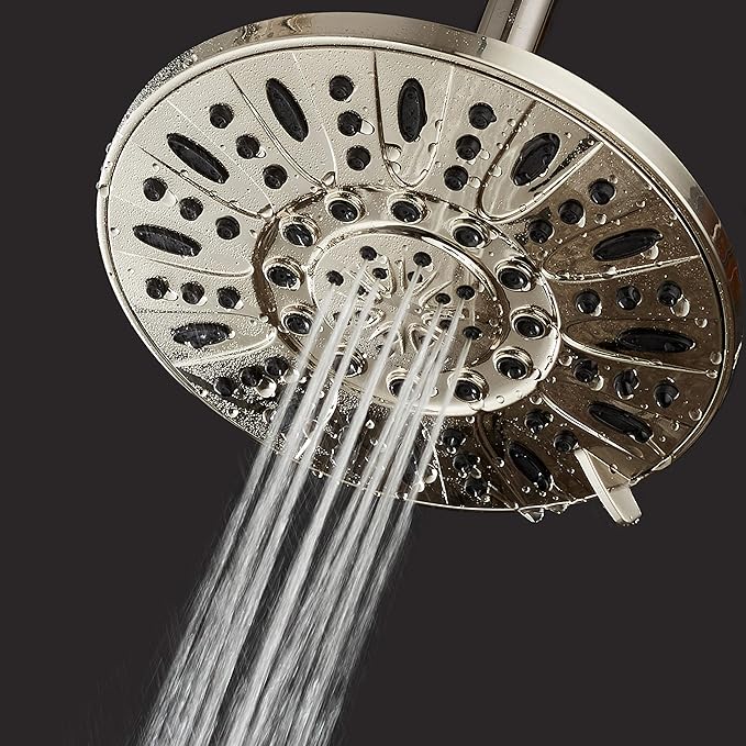 AquaDance BRUSHED NICKEL High Pressure 6-Setting 7" Rain Shower Head – Angle Adjustable, Anti-Clog Showerhead Jets, Tool-Free Installation - USA Standard Certified - Top U.S. Brand