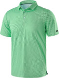 Obla Mens Golf Polo Shirts Short Sleeve Dry Fit Performance Moisture Wicking Casual Print Collared Golf Shirts for Men