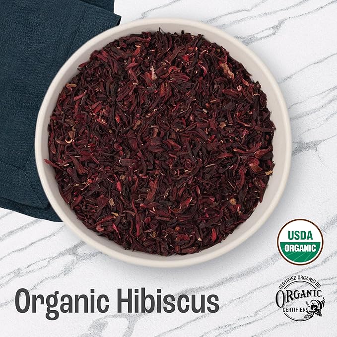 J Mac Botanicals, Organic Hibiscus Flower (4 ounce), Hibiscus tea, cut & sifted flowers, dried from Egypt, herbal tea leaves, Flor de Jamaica, edible-FlexoryFit