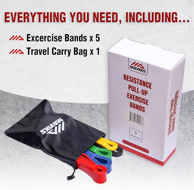 Exercise Resistance Bands for Working Out Set of 5 for Women and Men, Stretch Bands for Exercise, Physical Therapy, Arms Legs Workout, Stretching, Home Fitness-FlexoryFit