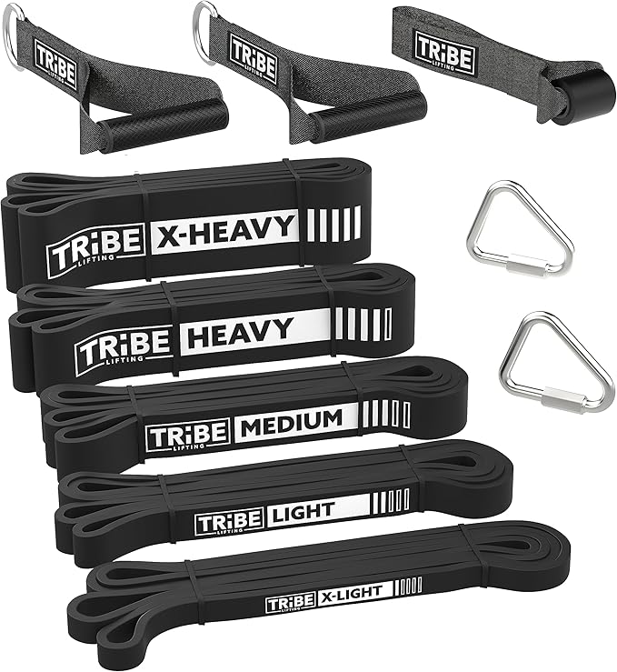 Long Resistance Bands for Working Out Men and Women - Set of 5 Pull-Up Bands, Rubber Handles and Door Anchor - Workout Bands Resistance for Men - Exercise Bands Resistance Bands Set-FlexoryFit