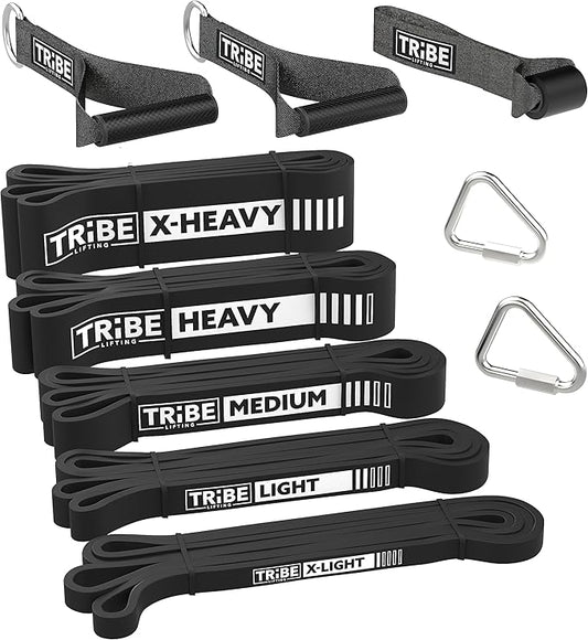 Long Resistance Bands for Working Out Men and Women - Set of 5 Pull-Up Bands, Rubber Handles and Door Anchor - Workout Bands Resistance for Men - Exercise Bands Resistance Bands Set-FlexoryFit