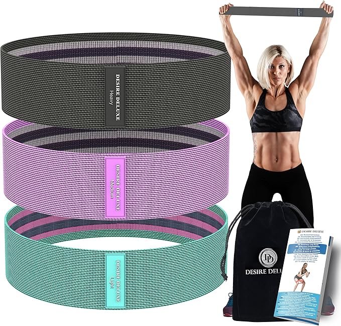 Desire Deluxe Resistance Band Exercise Workout Equipment Bands Set for Working Out Physical Therapy - Men & Women Elastic Stretch Booty Gym Equipment Accessories - Home, Fitness, Pilates, Yoga Pack 3-FlexoryFit