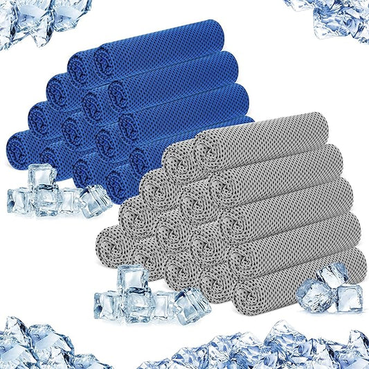 Hosuly 30 Pack Cooling Towels, 40"x12" Ice Breathable Soft Chilly Sweat Rag Microfiber Workout Rags for Gym Cooling Towels for Neck and Face for Yoga Golf Sport Running-FlexoryFit