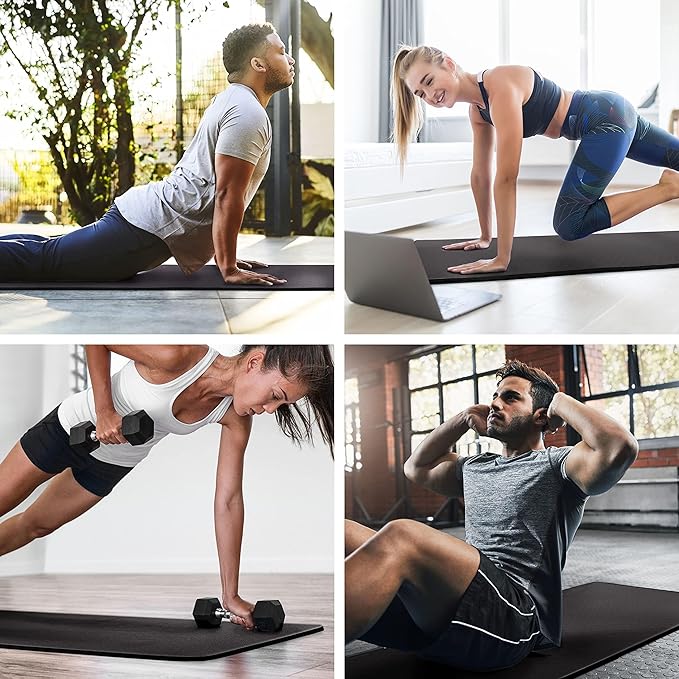 MICRODRY Deluxe Fitness Exercise Yoga Mat for Home & Gym, Extra Thick for High Impact Training, Multi Layered Skid Resistant Surface, Odor Neutralizing with Carrying Strap-FlexoryFit