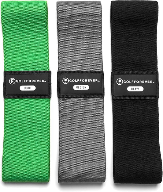 GolfForever Mini Bands Proven by Golfer Scottie Scheffler | Golf Training Premium Fitness Bands | Premium Golf Training Aid to Improve Strength Flexibility & Swing Posture | 3 Resistance Levels | 3pcs-FlexoryFit