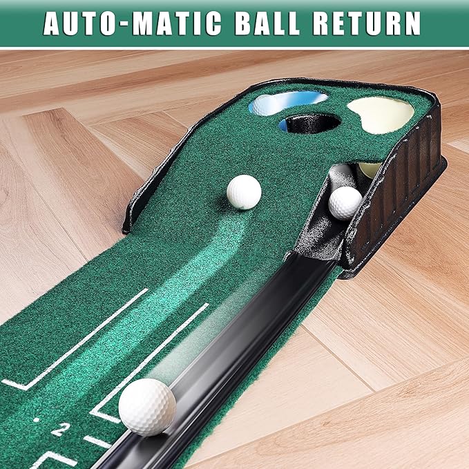 CHAMPKEY Golf Putting Green Indoor - Advanced Guides Golf Putting Mat - Enhance Putting Accuracy and Challenge