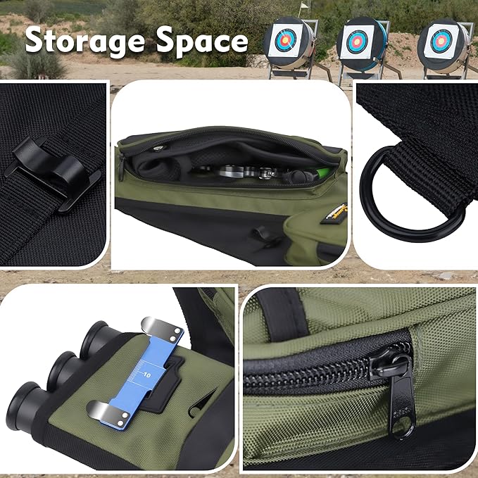 SUNYA Archery Hip Quiver for Arrows. Includes 3 Tubes Arrow Holder, Accessories Pockets and Waist Belt. Fit for Compound and Recurve Bow Practice.