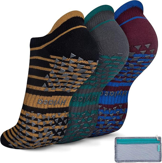Hylaea Unisex Non Slip Socks with Grip for Yoga, Hospital, Pilates, Barre | Ankle, Cushioned-FlexoryFit