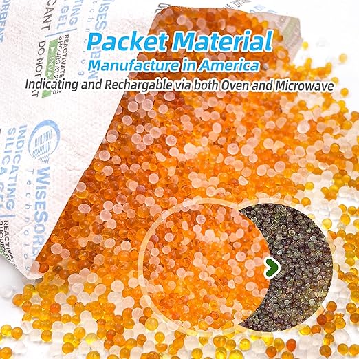 18Pcs 500 Gram Rechargeable Desiccant Packs, Indicating (Orange to Dark Green) Silica Packets, Gun Safe Dehumidifier, Silica Gel Packets for Storage, Desiccant Moisture Absorbers