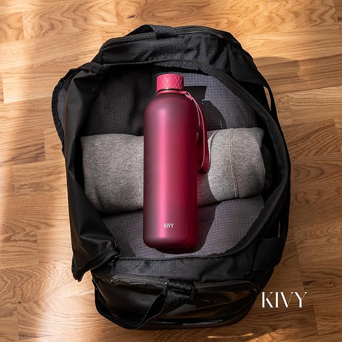 KIVY Slim Water Bottle 50oz [Lightweight & Shatterproof] - Reusable Tritan Water Bottle - Leak Proof Water Bottle for Women & Men - No Spill - Dishwasher Safe - Red water bottle-FlexoryFit