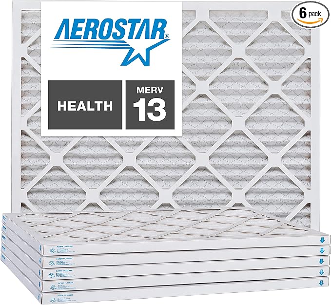 Aerostar 6x12x1 MERV 13, Pleated Air Filter, Box of 6, Made in the USA by AirFiltersDelivered