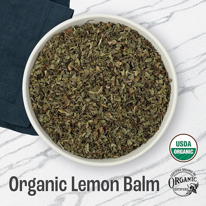 J Mac Botanicals Organic Lemon Balm (16 oz), Loose Leaf Tea, Dried Lemon Balm Tea, herbal Infusion, Lemon balm leaves, melissa officinalis tea, Certified USDA Organic-FlexoryFit