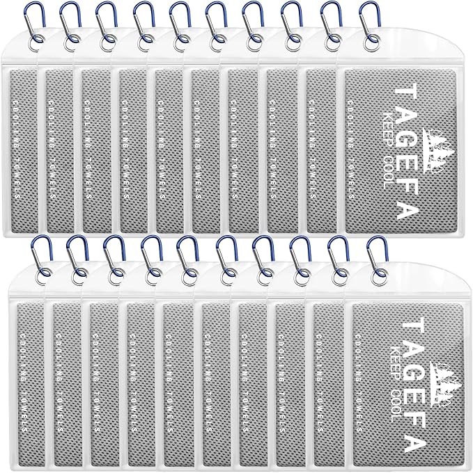 Cooling Towels 20 Pack, 40"x 12" Cooling Rags Neck Wraps for Sports with Carrying Pouch, Gym Cooling Neck Towels for Hor Weather, Sweat, Fitness, Travel-FlexoryFit